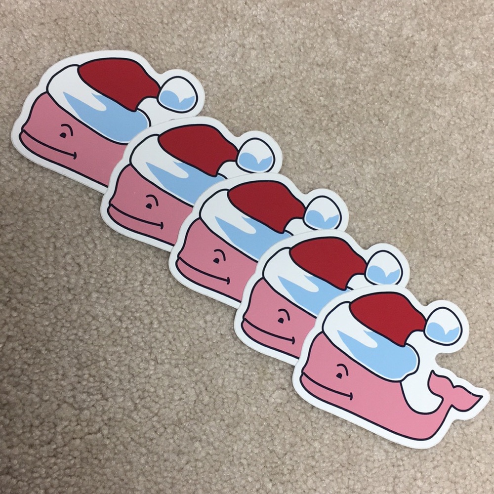 Set of 5 Vineyard Vines Santa Whale stickers